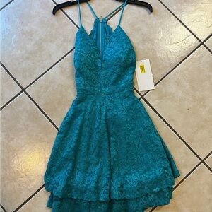 Honey and Rosie Turquoise Lace Dress